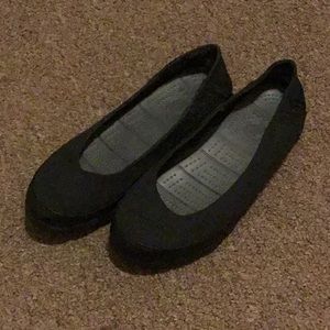 Crocs Stretch Sole Black Canvas Ballet Flats